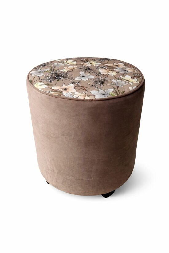 Pelēks puffs ar ziediem